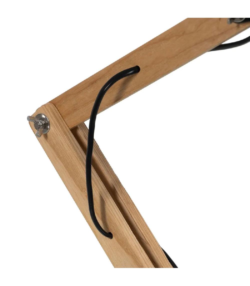 Wadiga Lampe De Bureau Articulée Métal Noir Et Bois 39x19x55cm
