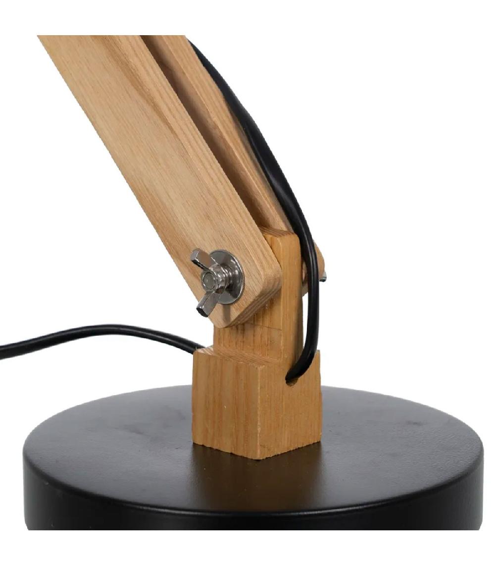 Wadiga Lampe De Bureau Articulée Métal Noir Et Bois 39x19x55cm