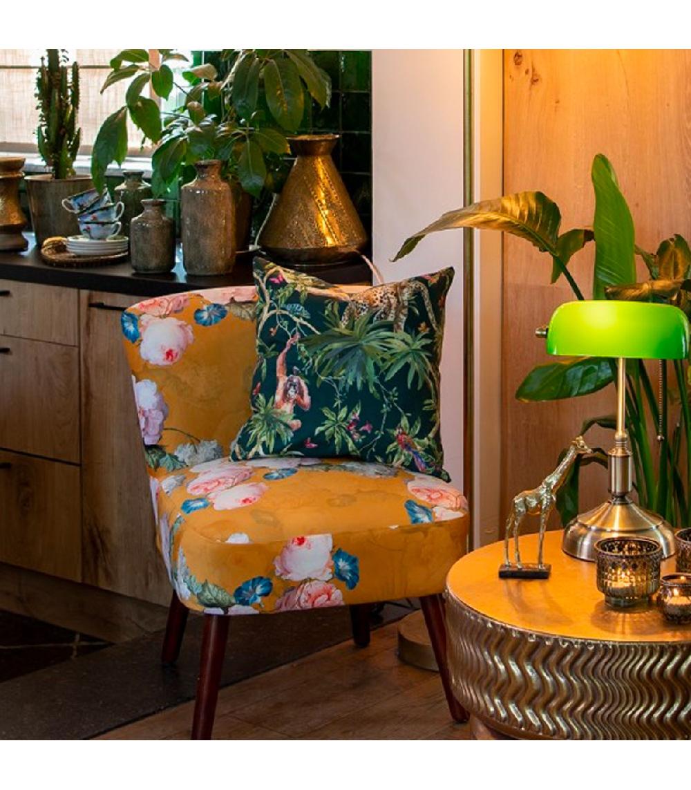 Wadiga Lampe De Bureau De Banquier En Métal Doré Et Abat-jour Vert 27x17x41cm