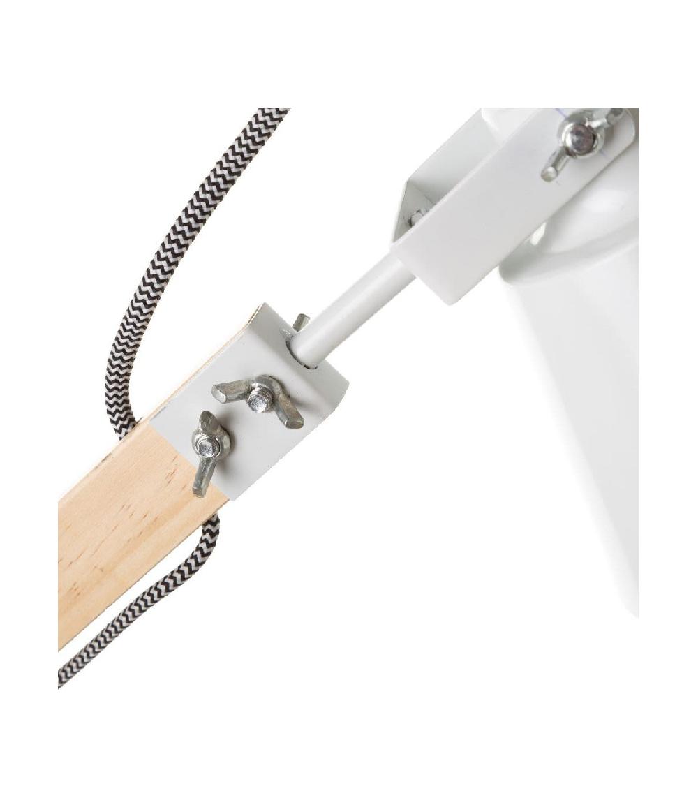 Wadiga Lampe De Bureau Métal Blanc Et Bois - Hauteur 43cm