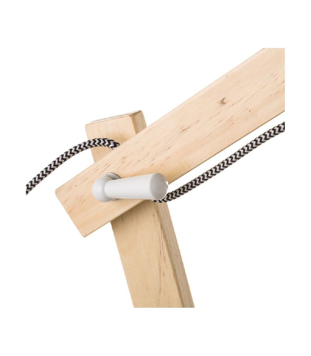 Wadiga Lampe De Bureau Métal Blanc Et Bois - Hauteur 43cm
