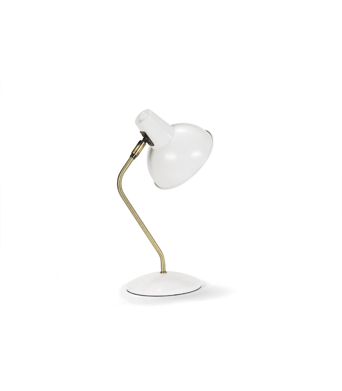 Wadiga Lampe De Bureau Métal Blanc Et Laiton Doré - 20x15x38cm