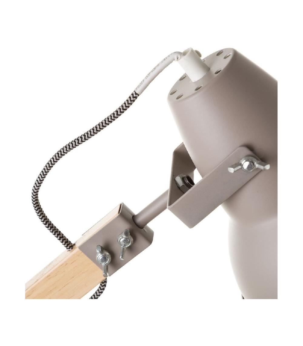Wadiga Lampe De Bureau Métal Gris Et Bois - Hauteur 43cm