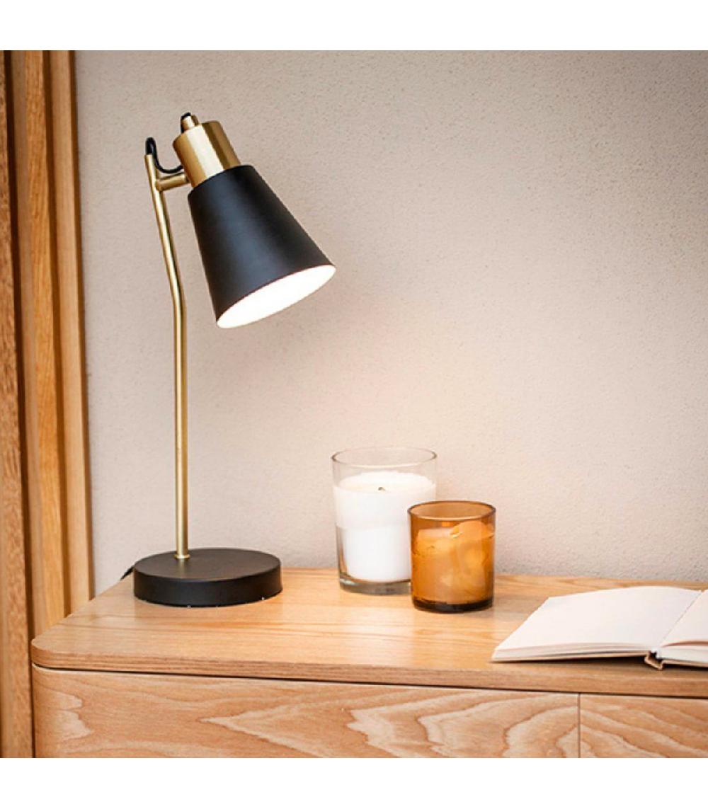 Wadiga Lampe De Bureau Métal Noir Et Doré 22x14x45cm