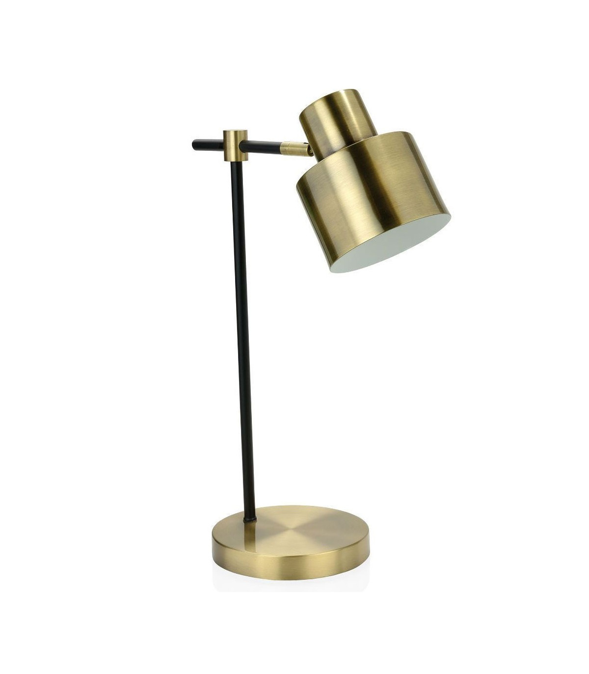 wadiga Lampe de Bureau Vintage Métal Noir et Laiton Doré