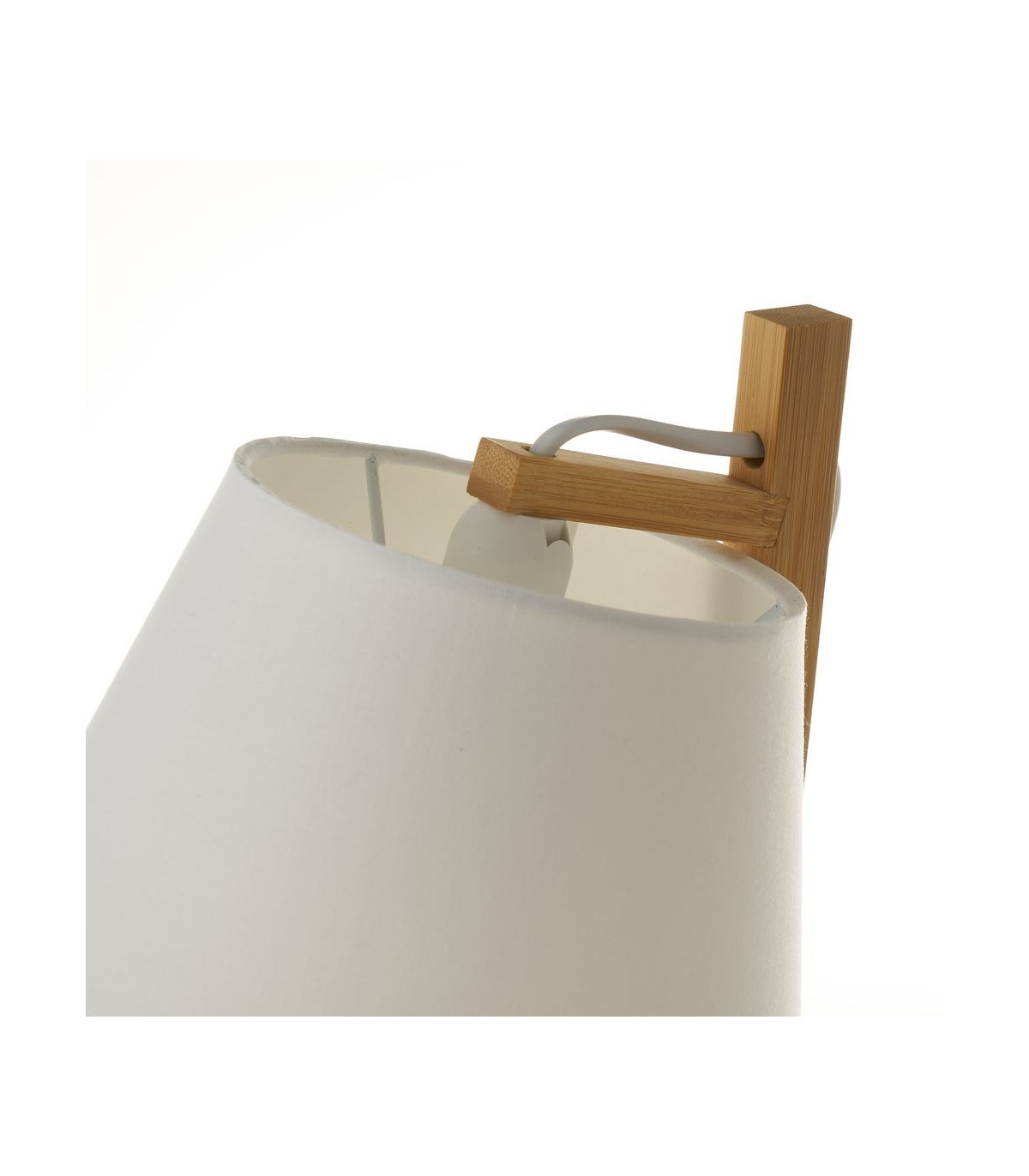 Wadiga Lampe Design à Poser En Bambou Et Abat-jour En Tissu Blanc - H50cm