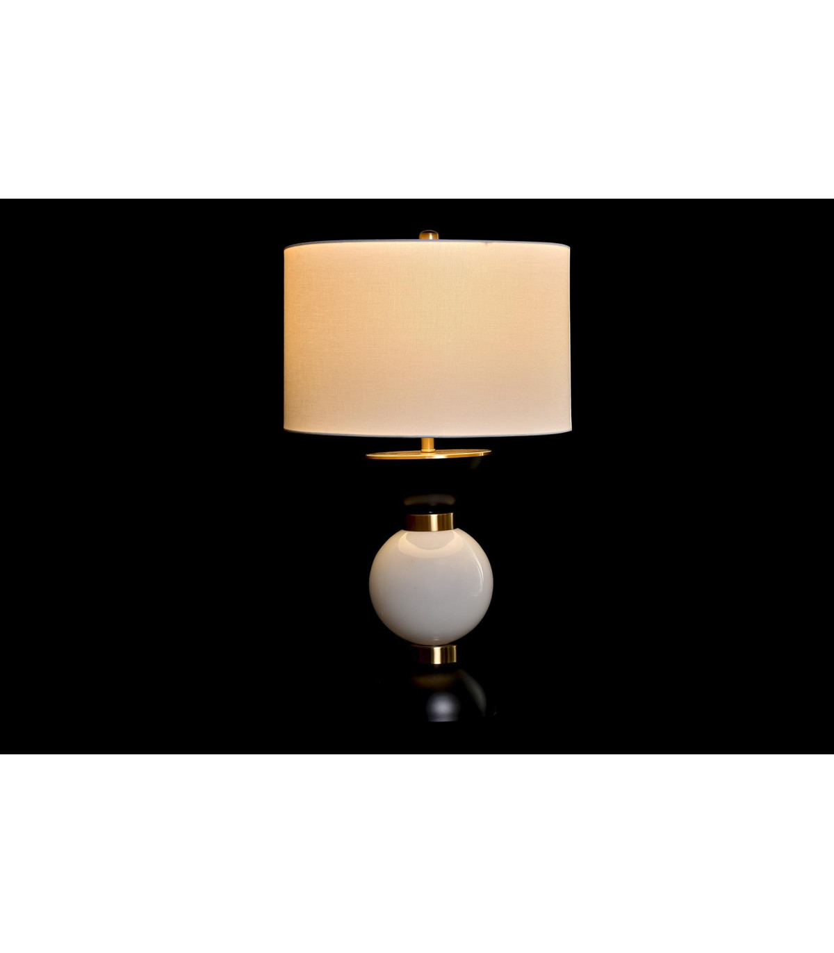 Wadiga Lampe Design Métal Noir Blanc Et Doré - 41x41x73cm