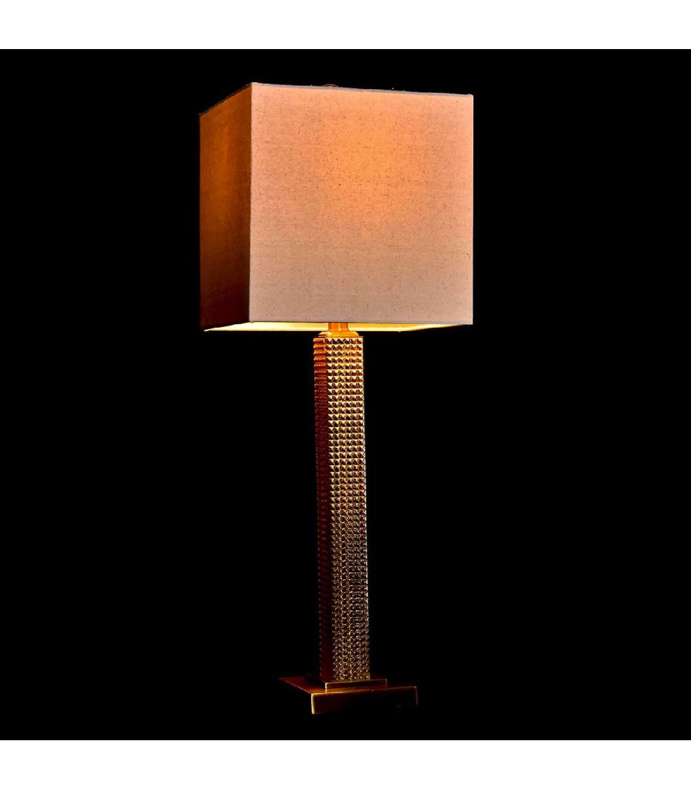 Wadiga Lampe Pied En Verre Taillé Et Abat-jour Beige - 28x28x76cm