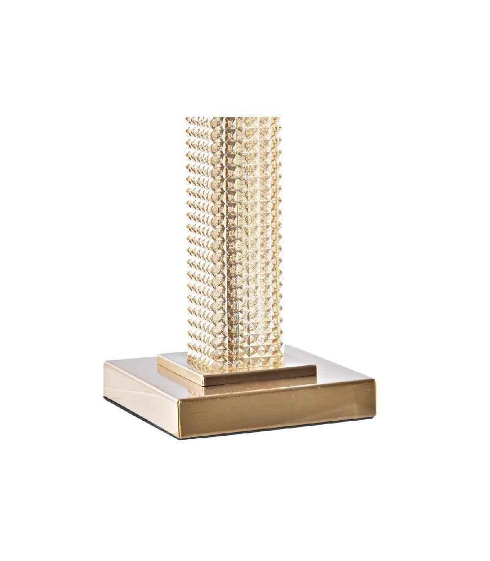 Wadiga Lampe Pied En Verre Taillé Et Abat-jour Beige - 28x28x76cm