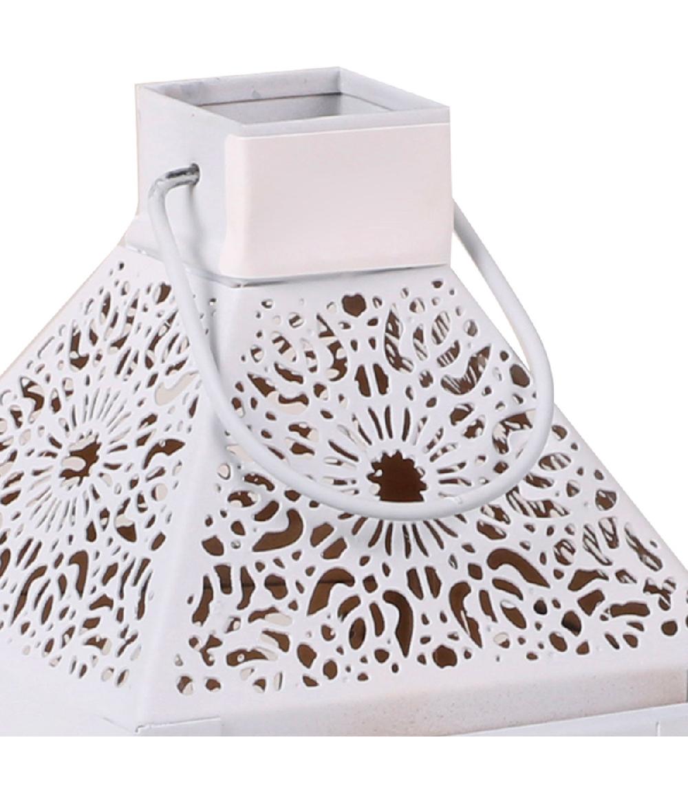Wadiga Lanterne En Métal Blanc Style Oriental 10.5x11.5x21cm