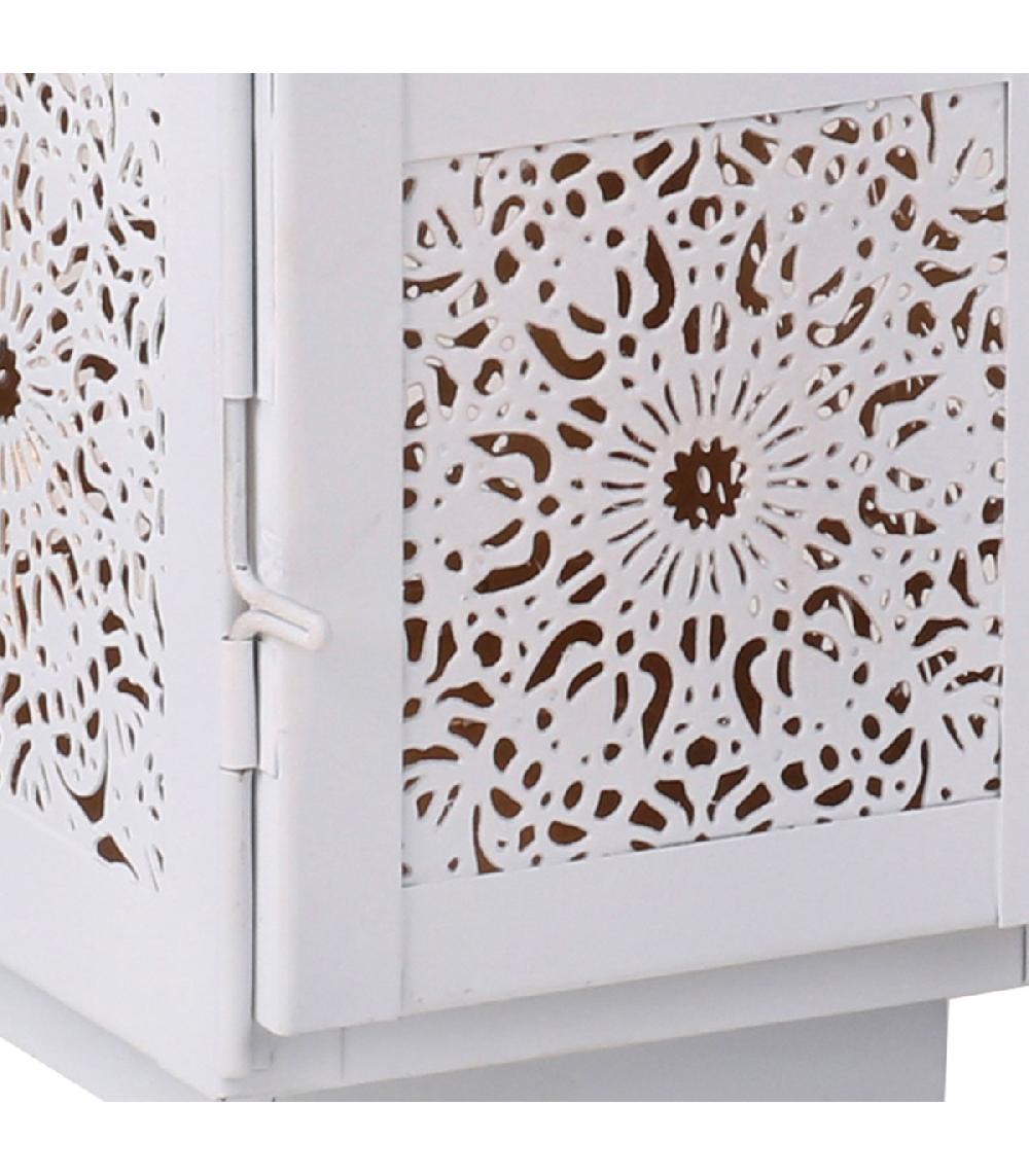 Wadiga Lanterne En Métal Blanc Style Oriental 10.5x11.5x21cm