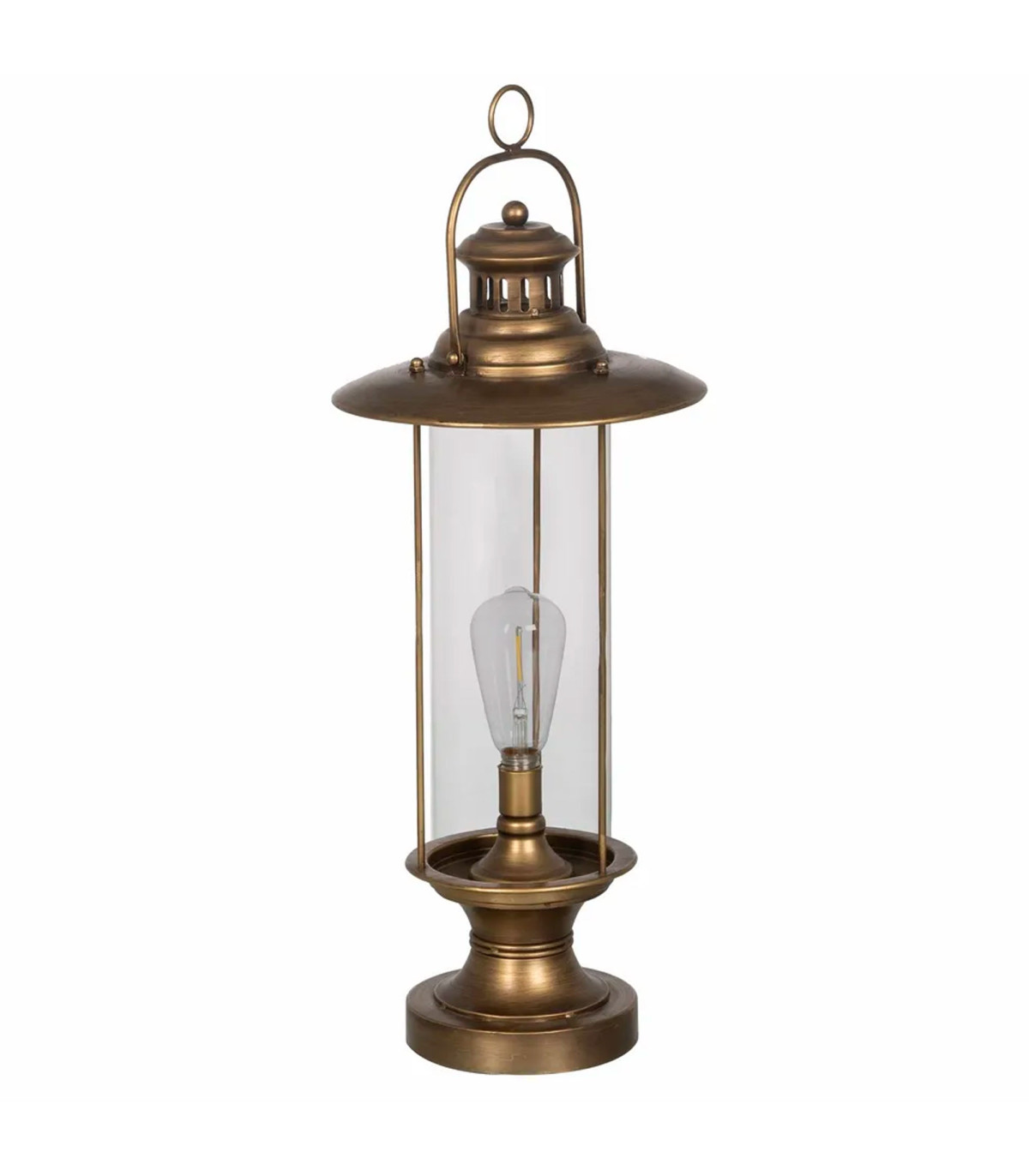 wadiga Lanterne LED en verre et métal doré 18 lumens
