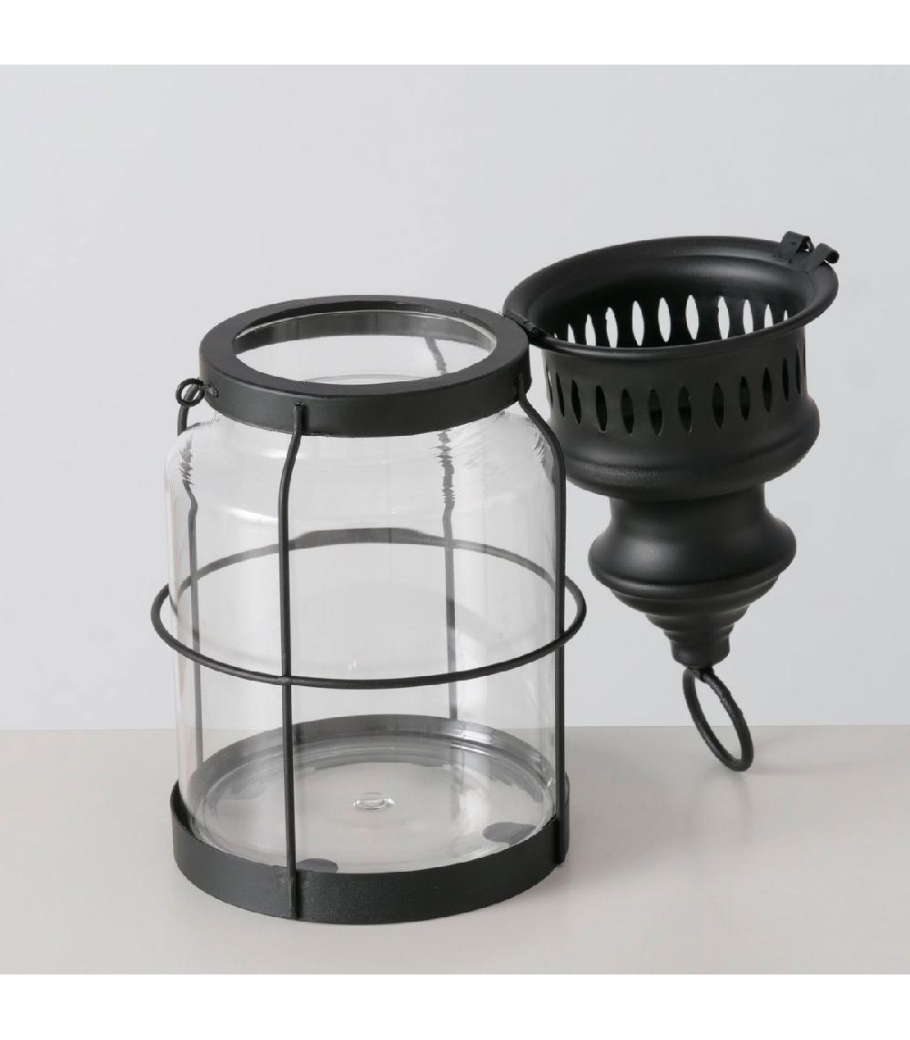 Wadiga Lanterne Murale En Métal Noir Et Verre 25x12.5x46.5cm