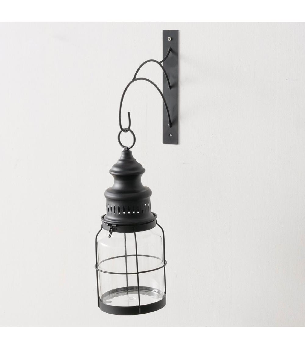 Wadiga Lanterne Murale En Métal Noir Et Verre 25x12.5x46.5cm
