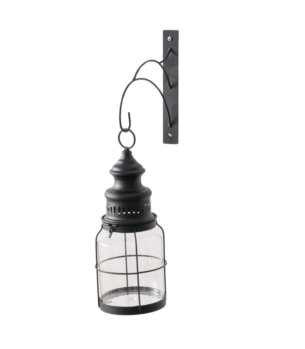 wadiga Lanterne murale en métal noir et verre 25x12.5x46.5cm
