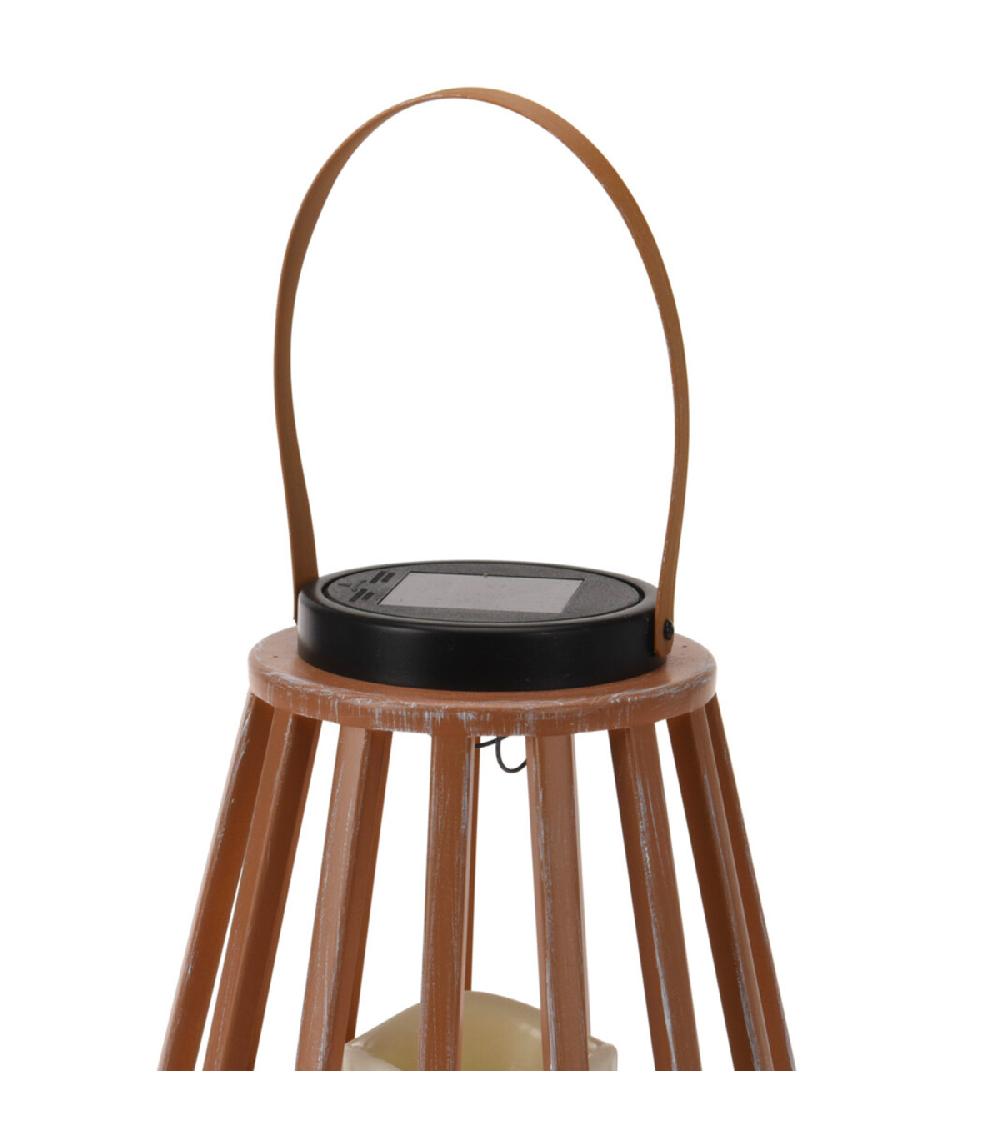 Wadiga Lanterne Solaire Bougie Led En Plastique Effet Bois