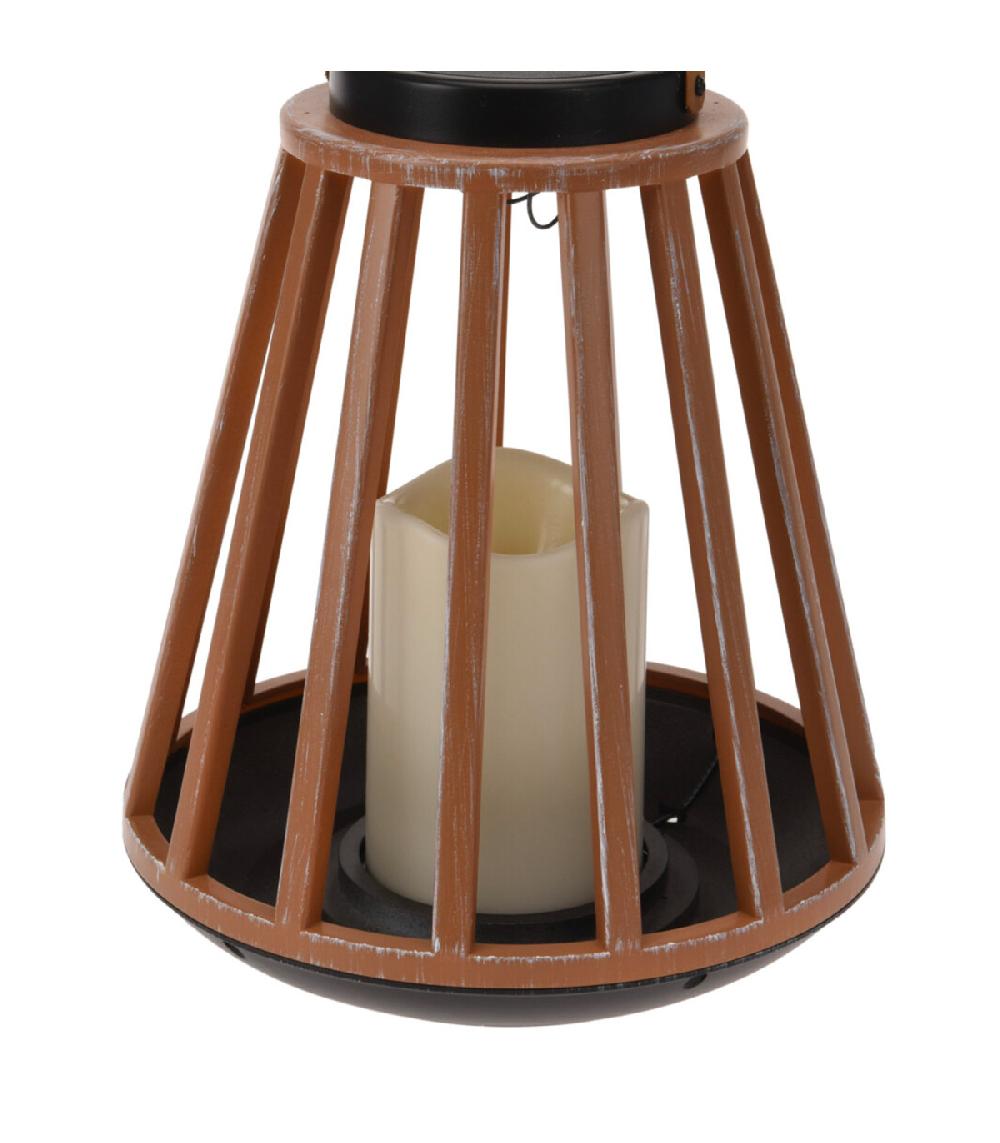 Wadiga Lanterne Solaire Bougie Led En Plastique Effet Bois