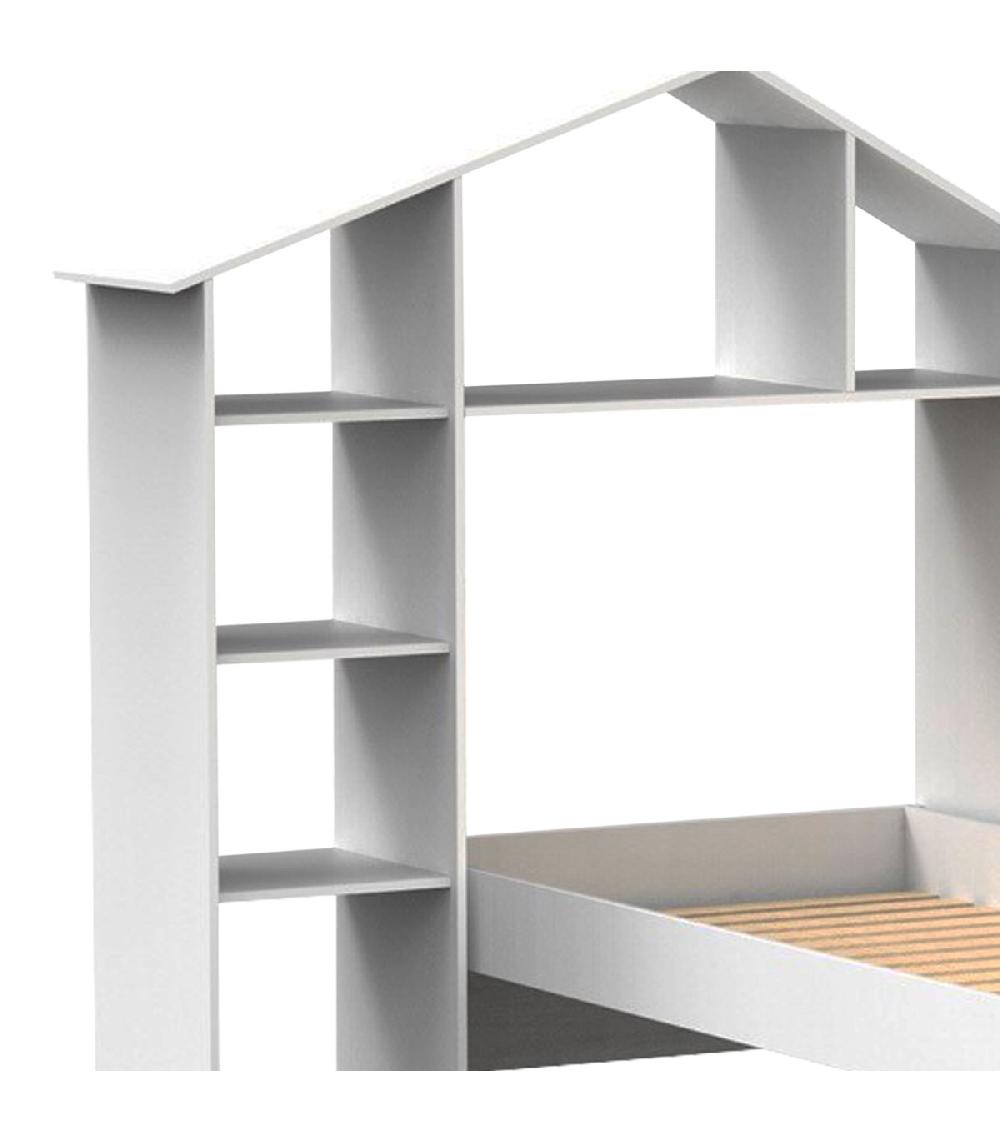 Wadiga Lit Enfant Avec étagère En Bois Blanc 90x190cm