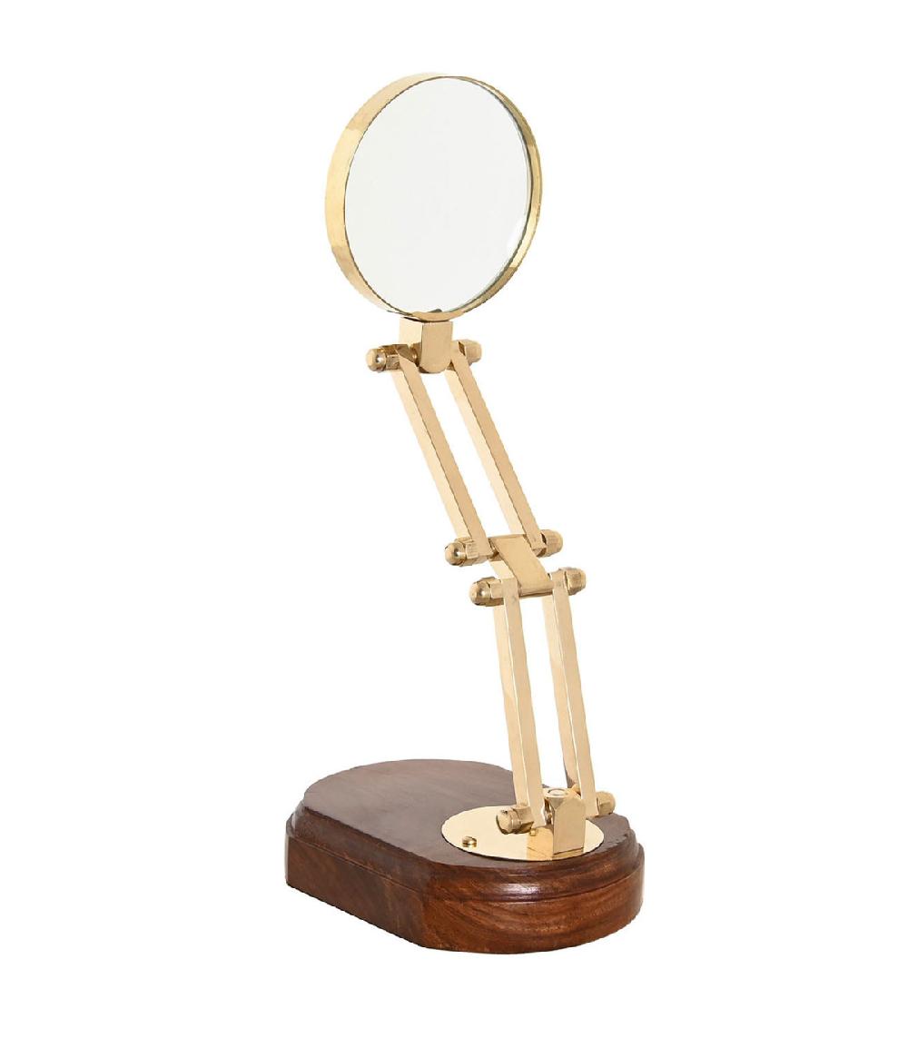Wadiga Loupe De Table En Bois Et Laiton Doré 13x9x17cm