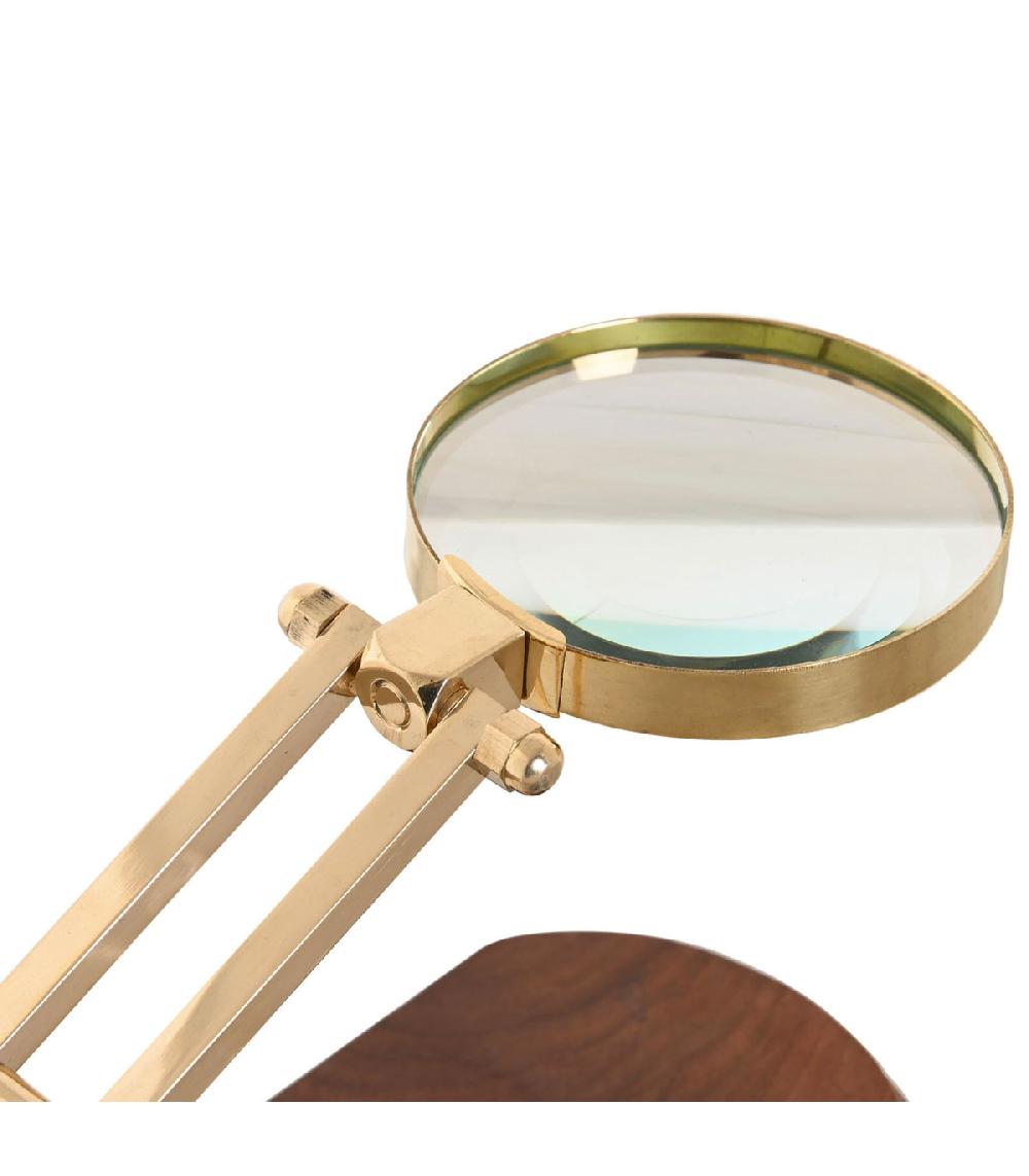 Wadiga Loupe De Table En Bois Et Laiton Doré 13x9x17cm