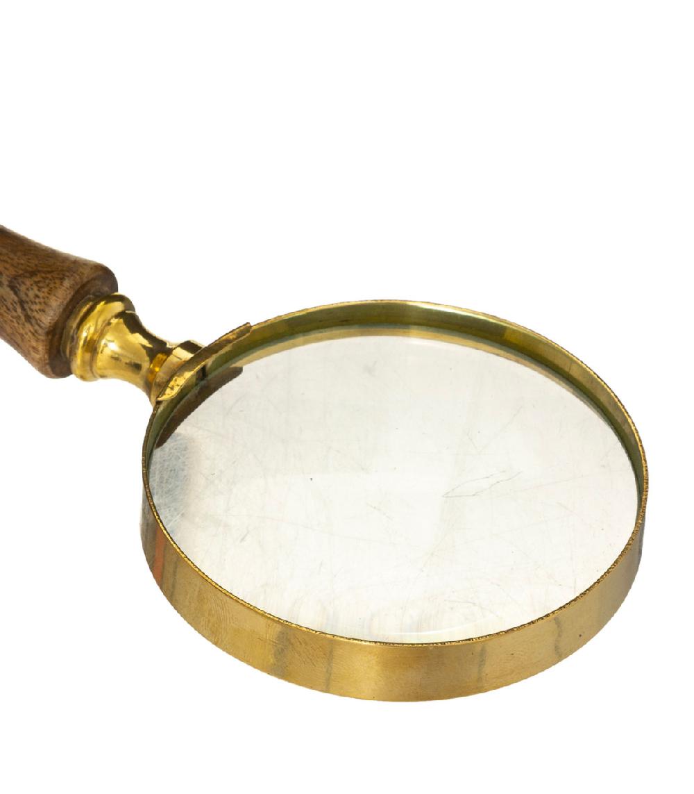 Wadiga Loupe En Bois De Mangue Et Laiton Doré 20.5x7.5x3cm