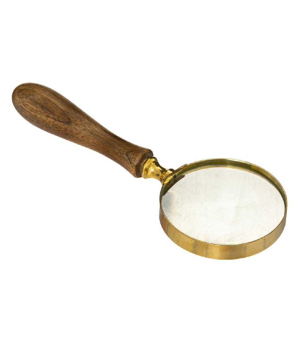 wadiga Loupe en bois de mangue et laiton doré 20.5x7.5x3cm
