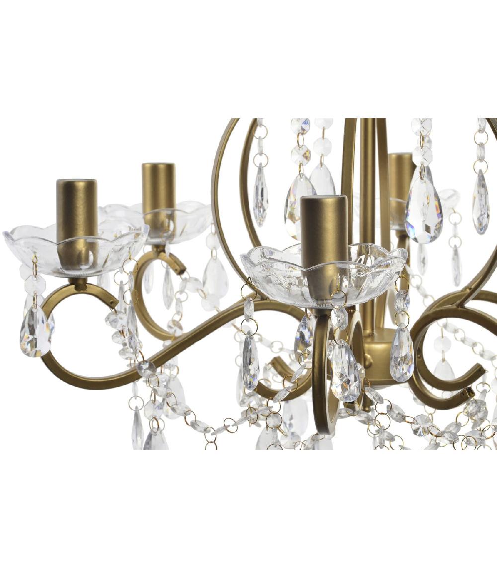 Wadiga Lustre à Pampilles Métal Doré Et Acrylique 6 Lampes - 51x44x43cm