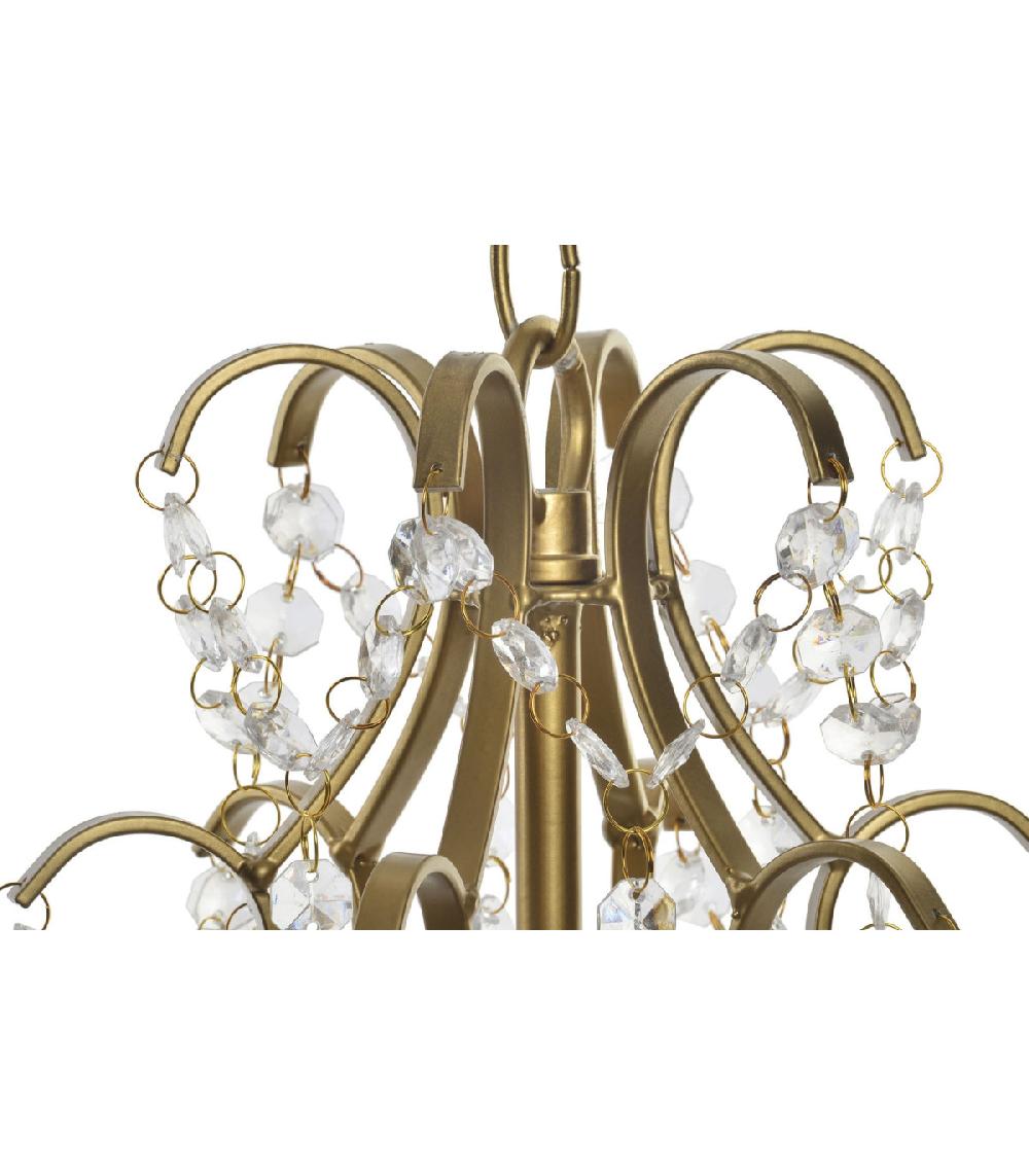 Wadiga Lustre à Pampilles Métal Doré Et Acrylique 6 Lampes - 51x44x43cm