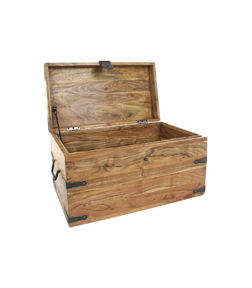 Wadiga Malle De Rangement En Bois Massif Acacia - 60x30x30cm