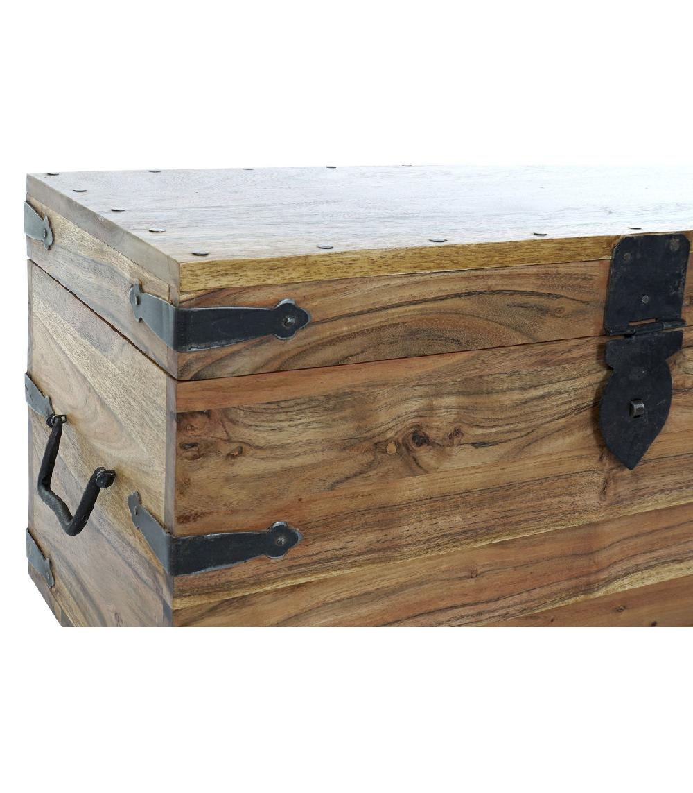 Wadiga Malle De Rangement En Bois Massif Acacia - 60x30x30cm