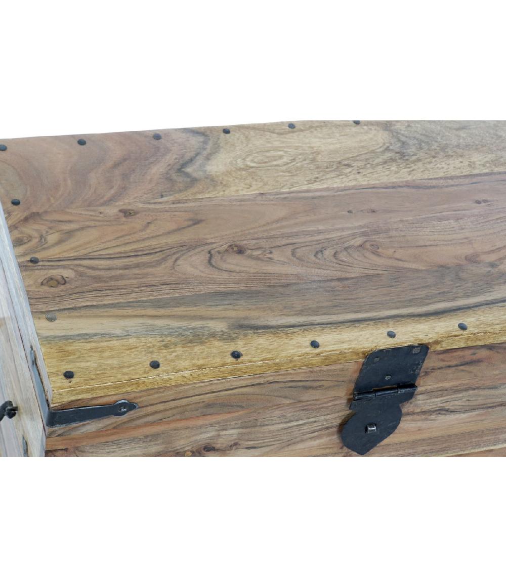 Wadiga Malle De Rangement En Bois Massif Acacia - 60x30x30cm