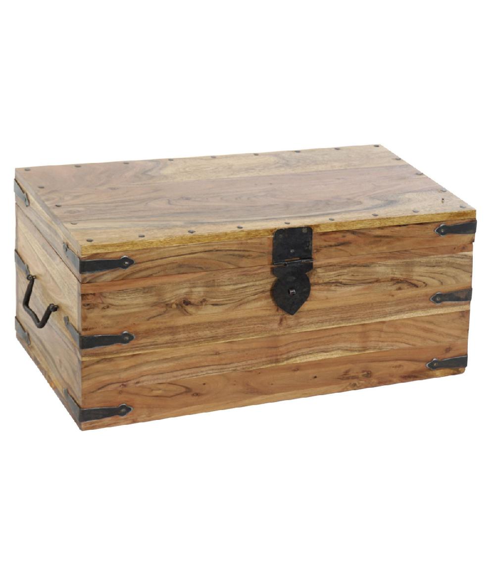 wadiga Malle de Rangement en Bois Massif Acacia - 60x30x30cm