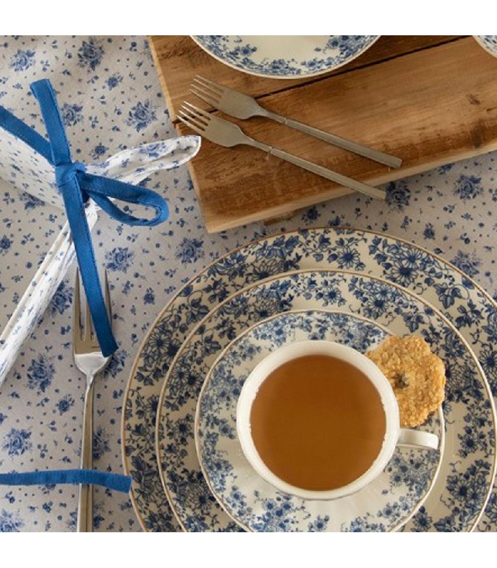 Wadiga Manique De Cuisine 100% Coton Blanc Motif Fleuri Bleu 20x20cm