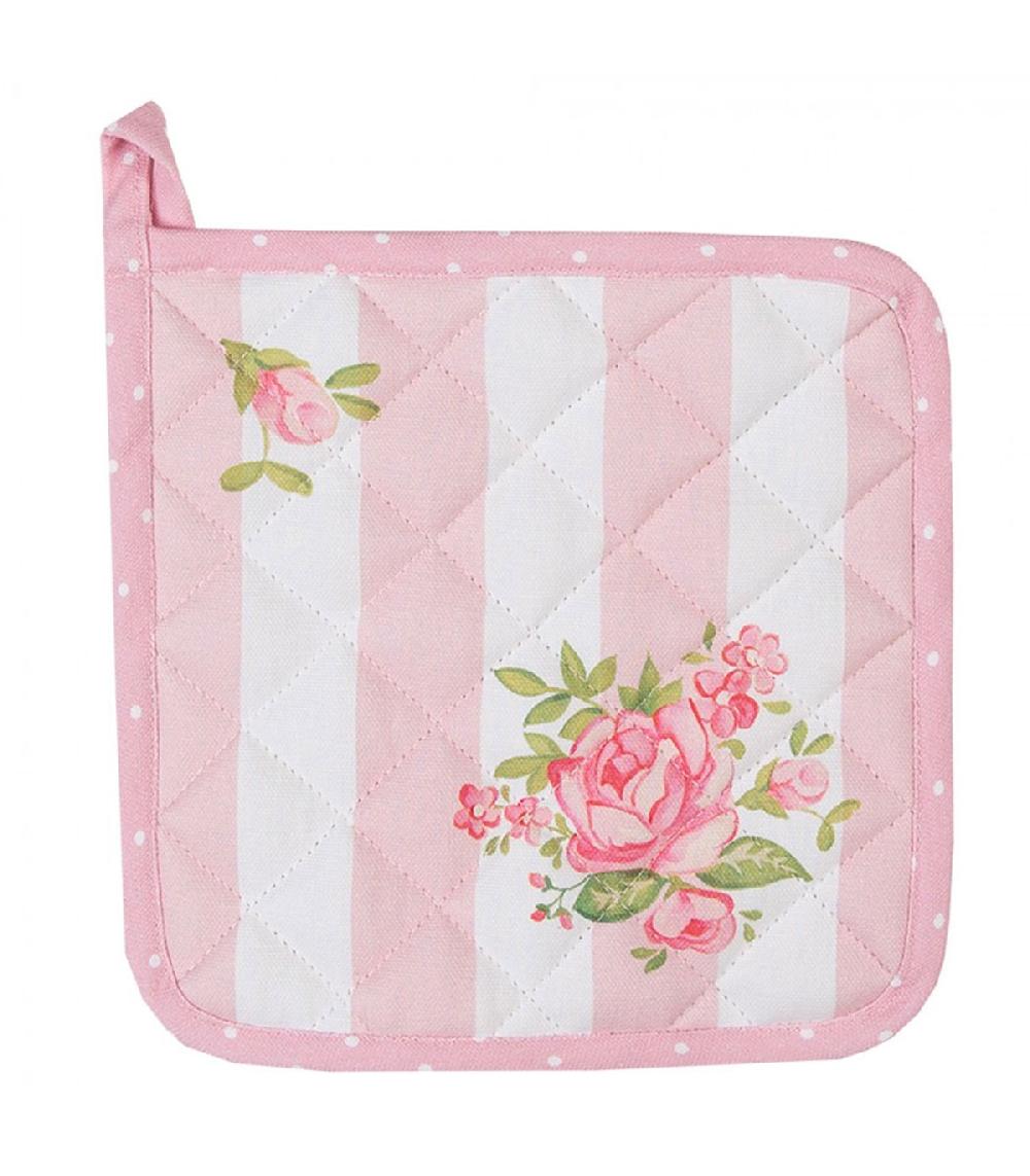 Wadiga Manique De Cuisine 100% Coton Blanc Motif Fleuri Roses 20x20cm