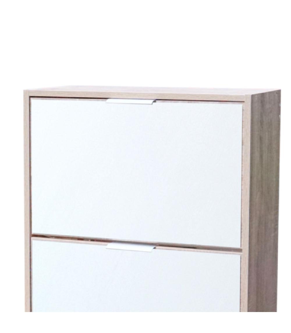 Wadiga Meuble à Chaussures 3 Placards Miroirs - 60x24x116cm