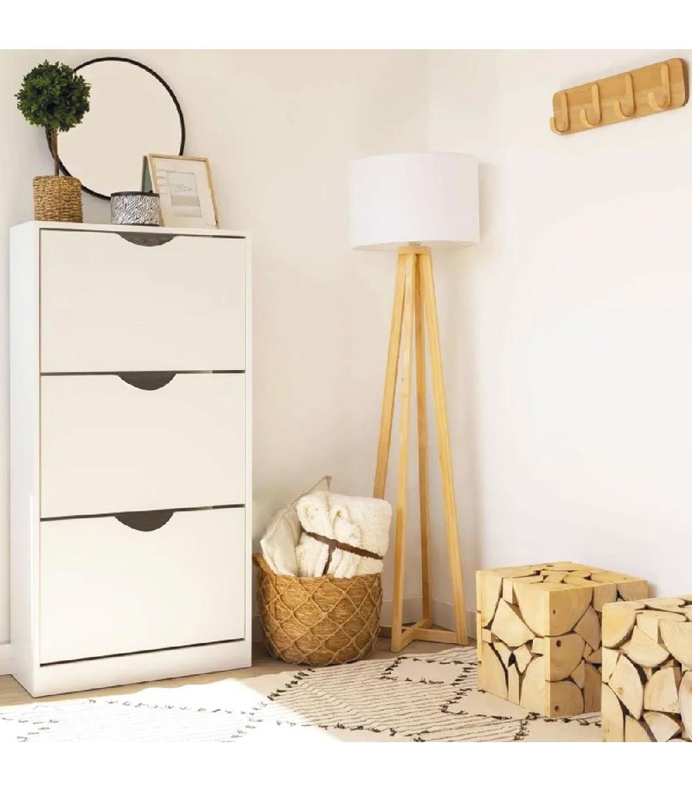 Wadiga Meuble à Chaussures Blanc 3 Placards 60x24x118cm