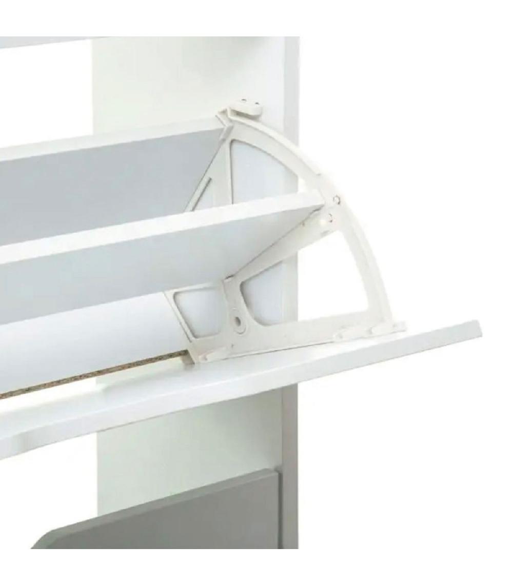 Wadiga Meuble à Chaussures Blanc 3 Placards 60x24x118cm