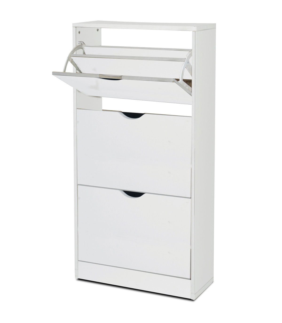 wadiga Meuble à chaussures blanc 3 placards 60x24x118cm