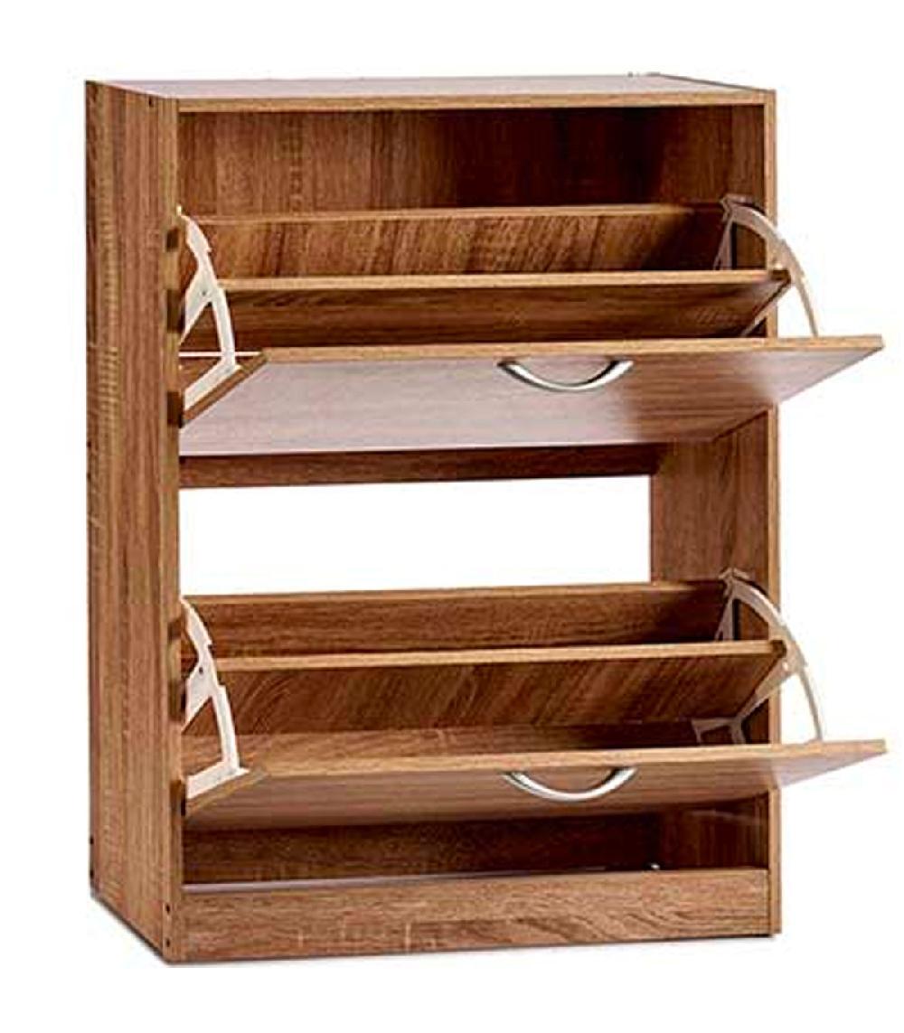 Wadiga Meuble à Chaussures Bois 2 Placards 24x60x80cm