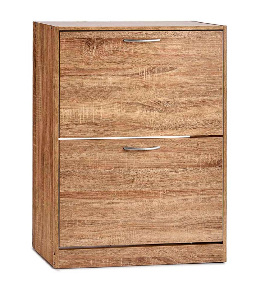 wadiga Meuble à chaussures bois 2 placards 24x60x80cm