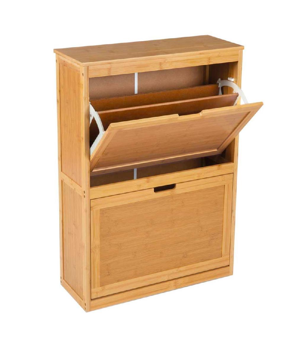 Wadiga Meuble à Chaussures Bois 2 Placards 63x42x81cm