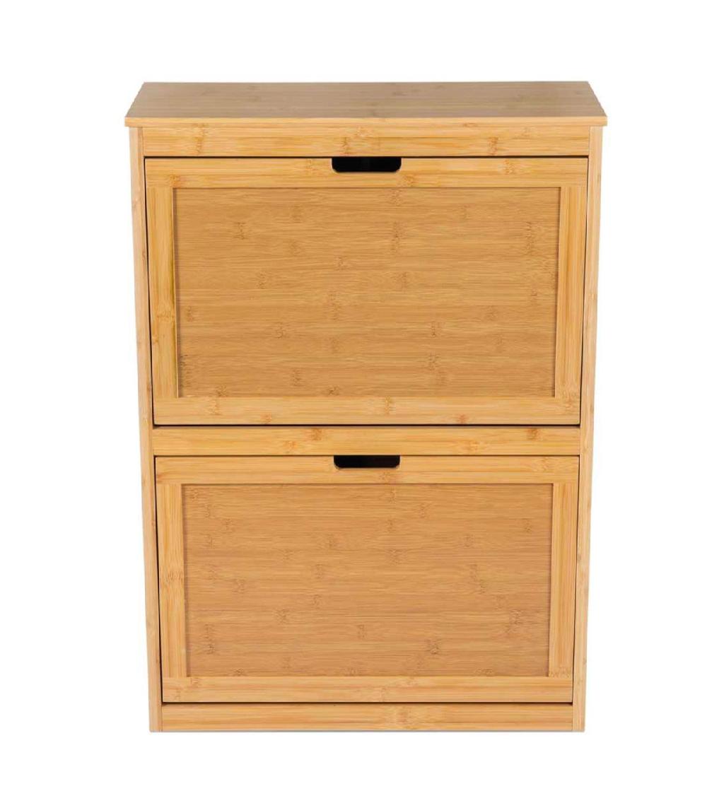 Wadiga Meuble à Chaussures Bois 2 Placards 63x42x81cm