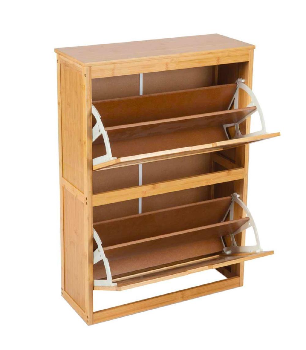 Wadiga Meuble à Chaussures Bois 2 Placards 63x42x81cm