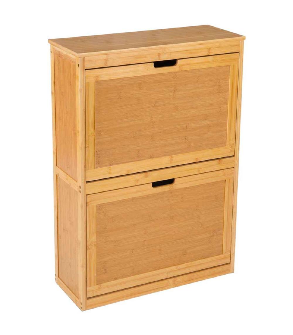 wadiga Meuble à chaussures bois 2 placards 63x42x81cm