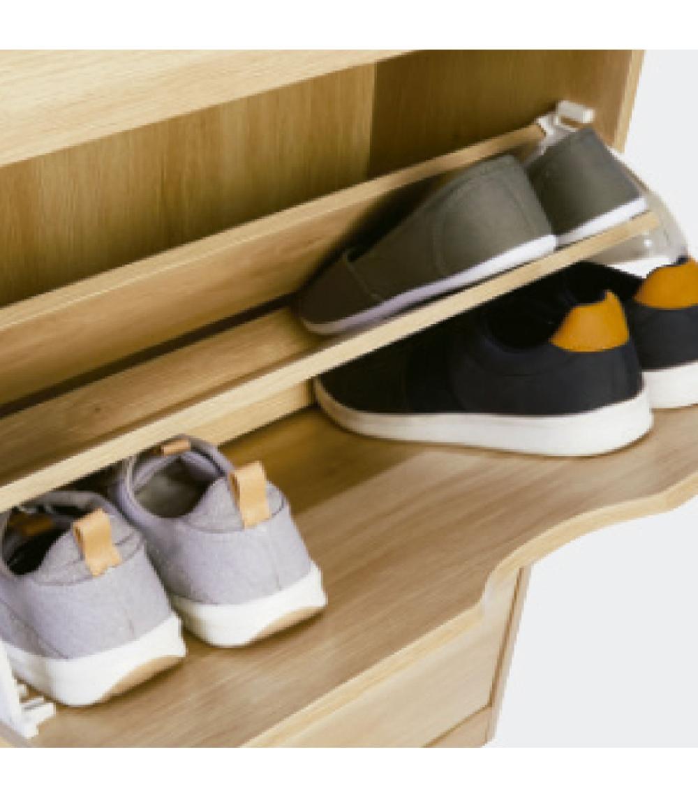 Wadiga Meuble à Chaussures Bois 3 Placards 60x24x118cm