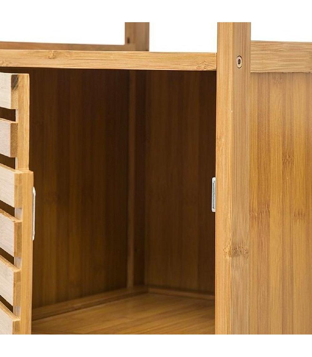 Wadiga Meuble Bas Salle De Bain En Bambou - 30.5x30.3x78.7cm