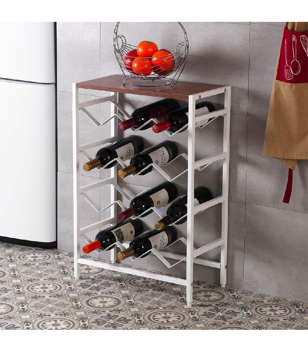 Wadiga Meuble Casier à Vin 12 Bouteilles Blanc 48x24x70cm