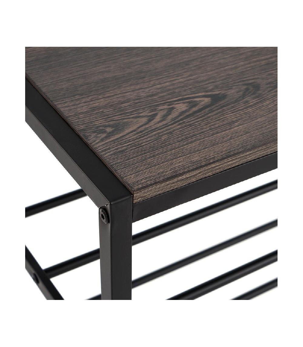 Wadiga Meuble D'entrée Banc + Portemanteau Bois Et Métal Noir