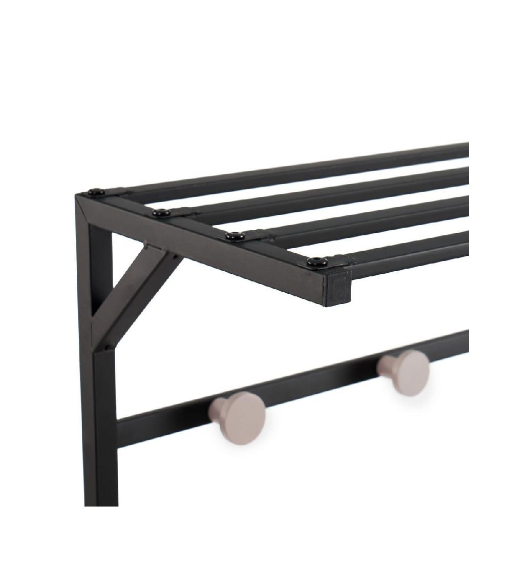 Wadiga Meuble D'entrée Banc + Portemanteau Bois Et Métal Noir