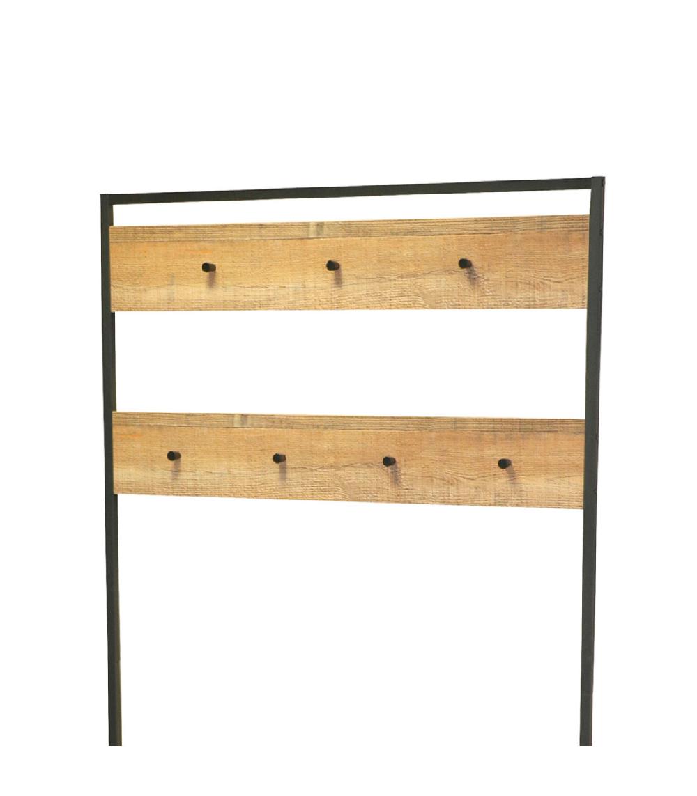 Wadiga Meuble D'entrée étagères Et Portemanteau Bois Et Métal Noir 100x39x180cm